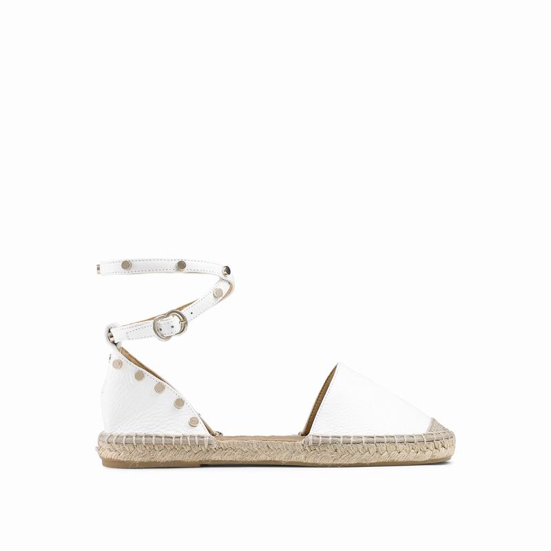 Russell & Bromley Coin Wrap Womens Ankle Wrap Espadrilles White |TYG7113IP|